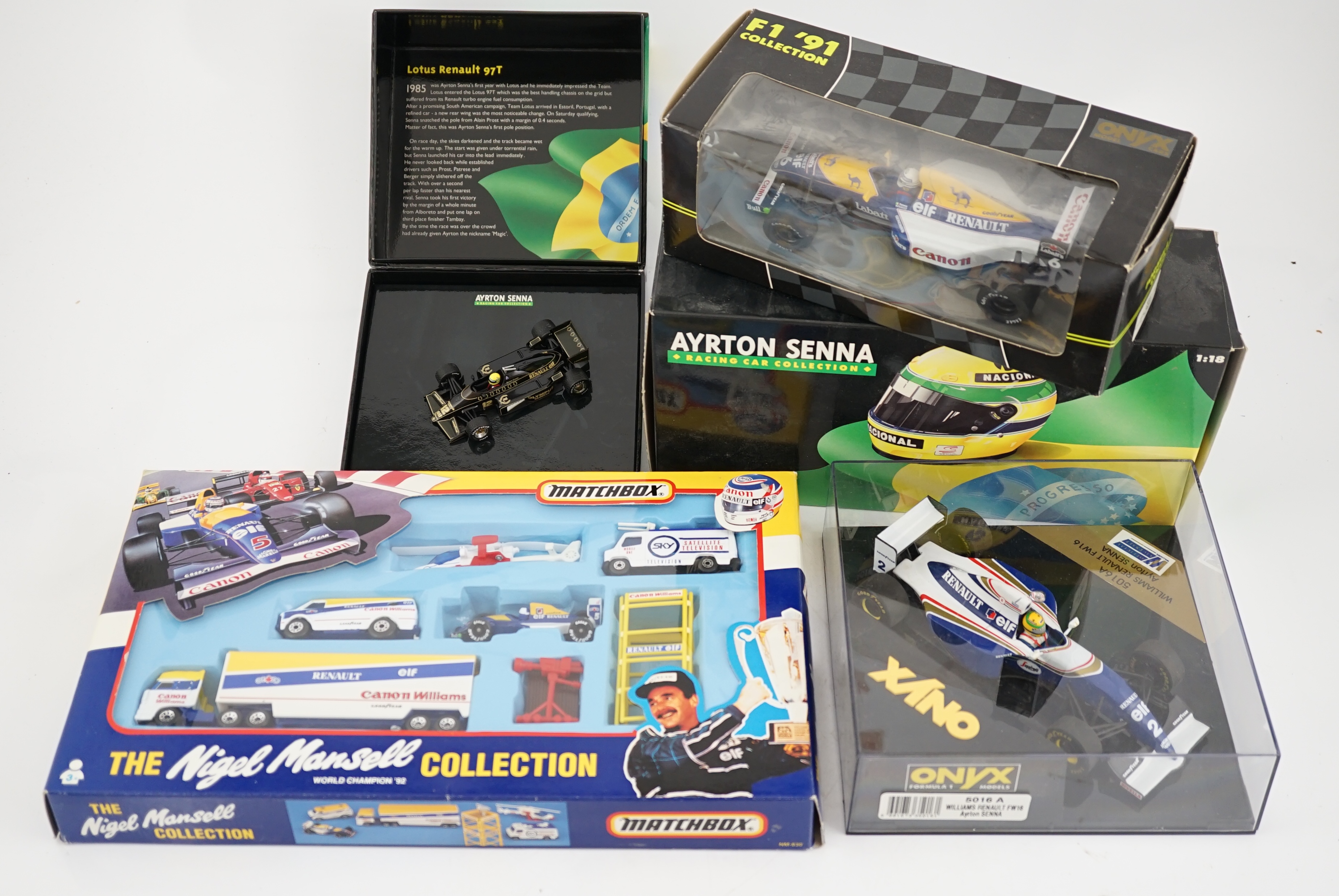 Twenty-one diecast motor racing related models by Onyx, Minichamps, Bburago, etc. including; three Onyx 1:24 scale formula One racing cars, eight Bburago 1:24 scale Formula One cars